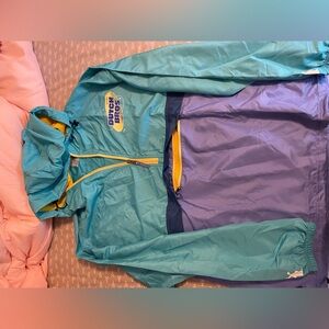 Dutch Bros Aqua and Lavender windbreaker